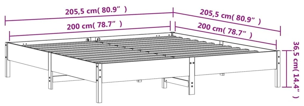 Σκελετός Κρεβ. Χωρίς Στρώμα Καφέ Κεριού 200x200 εκ Μασίφ Πεύκο - Καφέ