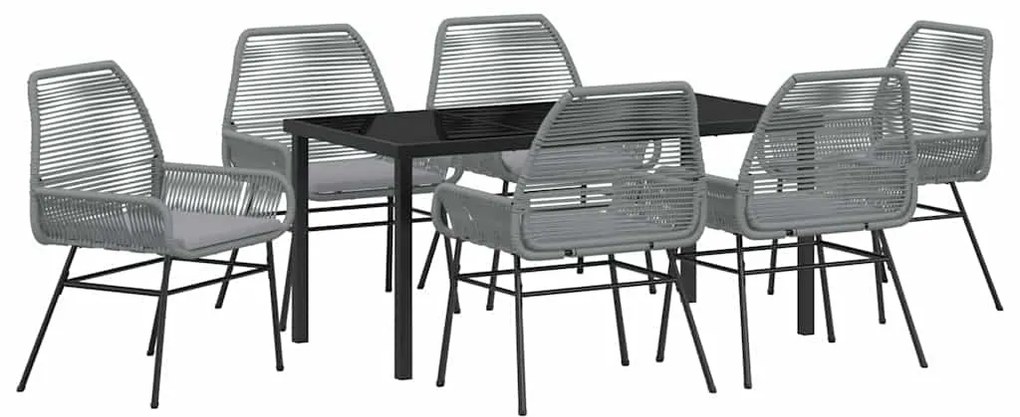 vidaXL Σέτ φαγητού για κήπο 7 pcs Γκρι συνθετικό ρατάν