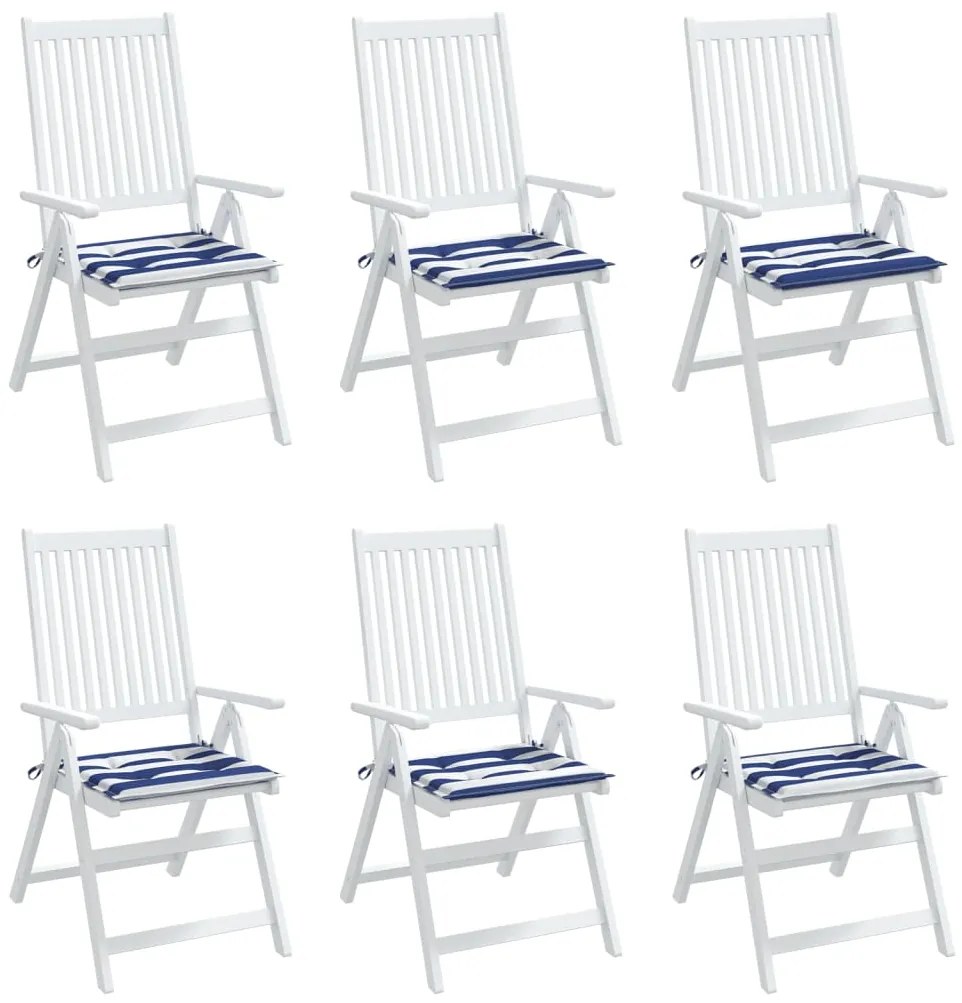 vidaXL Μαξιλάρια Καρέκλας 6 τεμ. Μπλε/Λευκό Ριγέ 50x50x3 εκ Υφασμάτινα