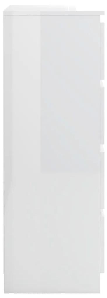 Συρταριέρα Γυαλιστερό Λευκό 60x35x98,5 εκ. Επεξεργασμένο Ξύλο - Λευκό