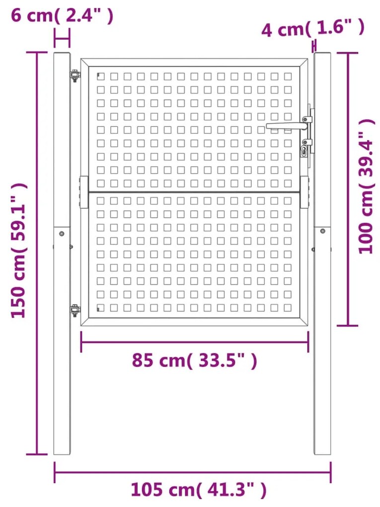 vidaXL Πύλη Κήπου Ανθρακί 105 x 150 εκ. Ατσάλινη