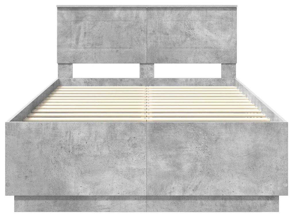 vidaXL Σκελετός Κρεβατιού με κεφαλάρι Σκυρόδεμα Γκρι 135 x 190 cm