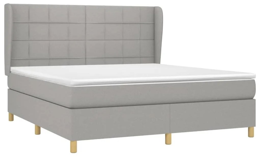 Κρεβάτι Boxspring με Στρώμα Αν. Πράσινο 160x200εκ Υφασμάτινο - Γκρι