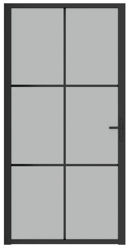 Εσωτερική Πόρτα 102,5x201,5 εκ. Μαύρο Ματ Γυαλί και Αλουμίνιο - Μαύρο