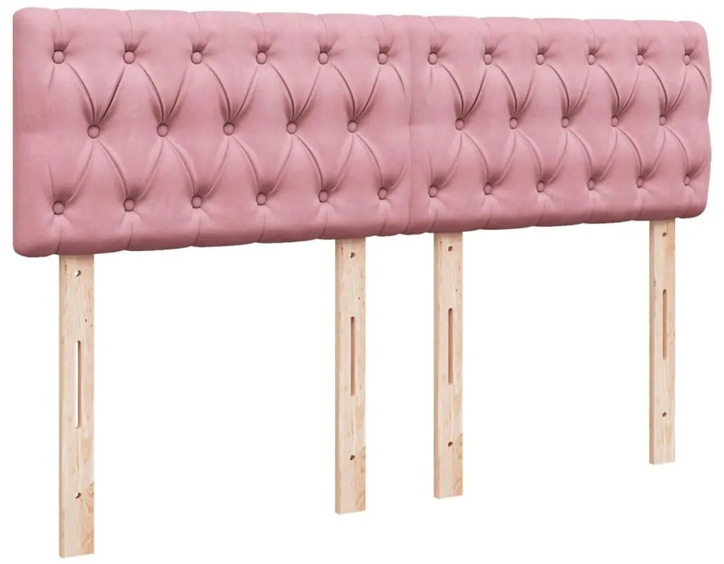Κρεβάτι Boxspring με Στρώμα Ροζ 140x200 εκ. Βελούδινο - Ροζ