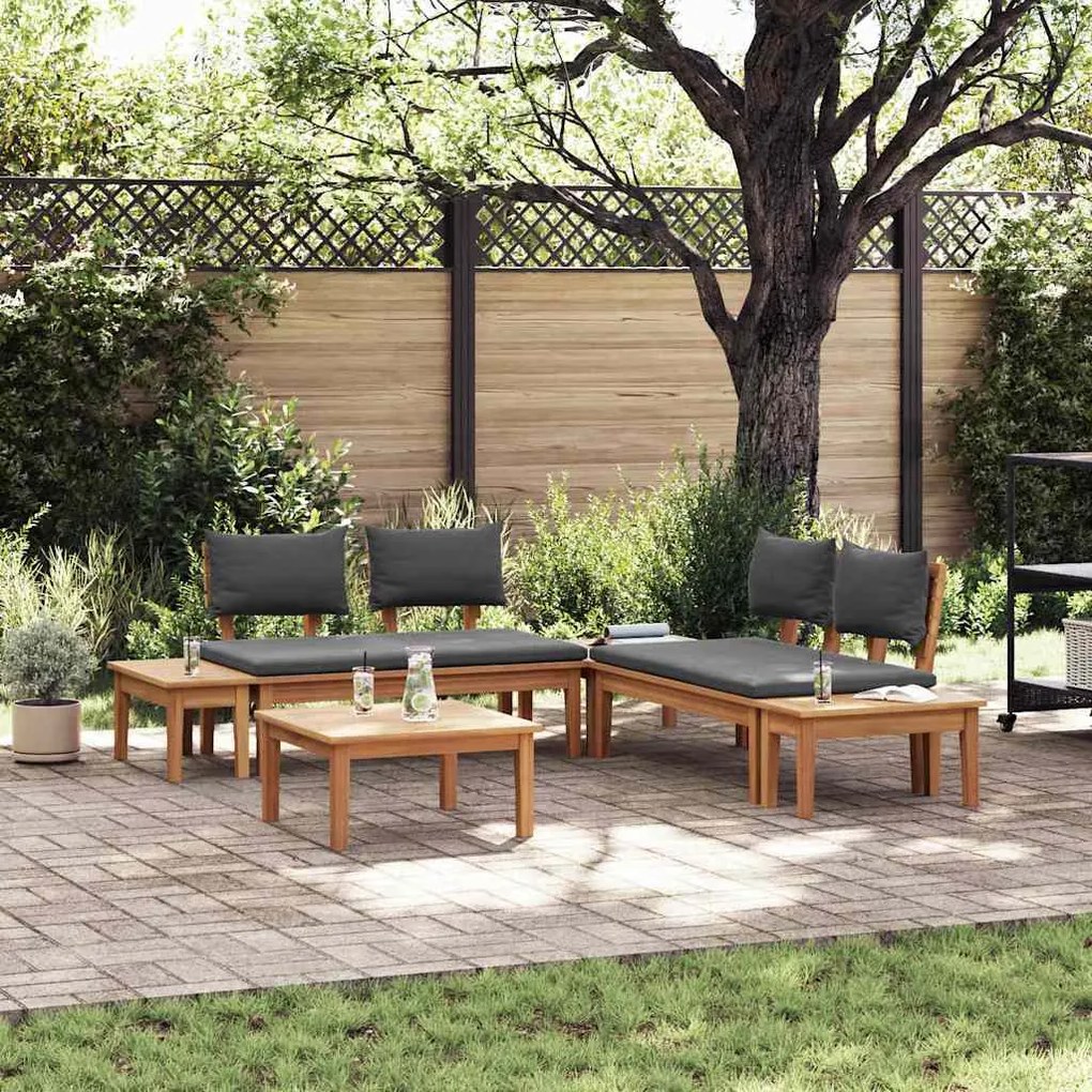 vidaXL Σετ Παγκάκι Κήπου 3 pcs Καφέ και Σκούρο γκρι και Καφέ