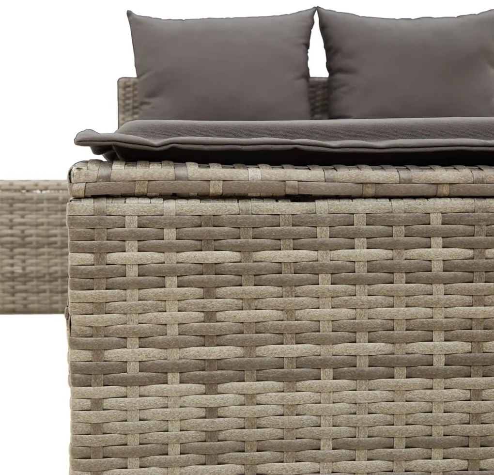 vidaXL Ξαπλώστρα Διπλή Γκρι από Συνθετικό Ρατάν με Μαξιλάρια