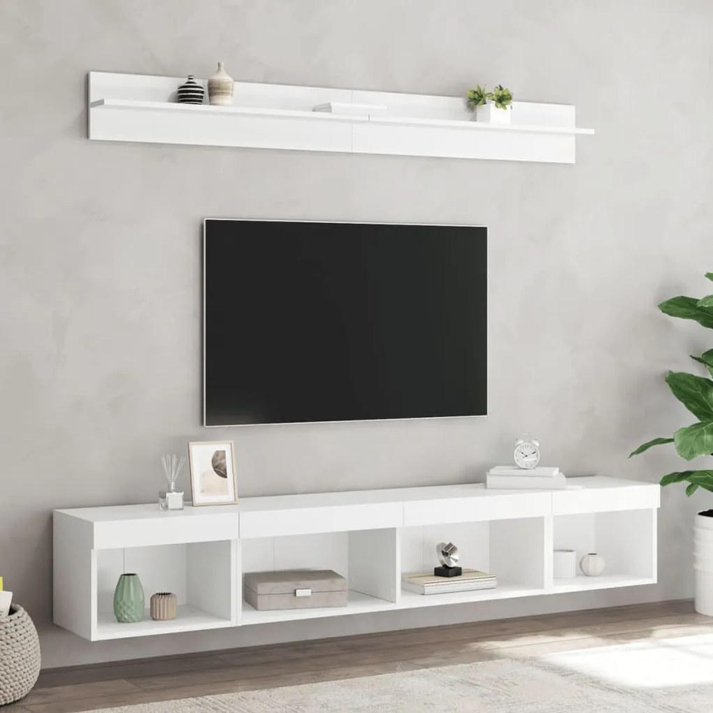 vidaXL Έπιπλα Τοίχου Τηλεόρασης 5 τεμ LED Λευκά από Επεξεργασμένο Ξύλο