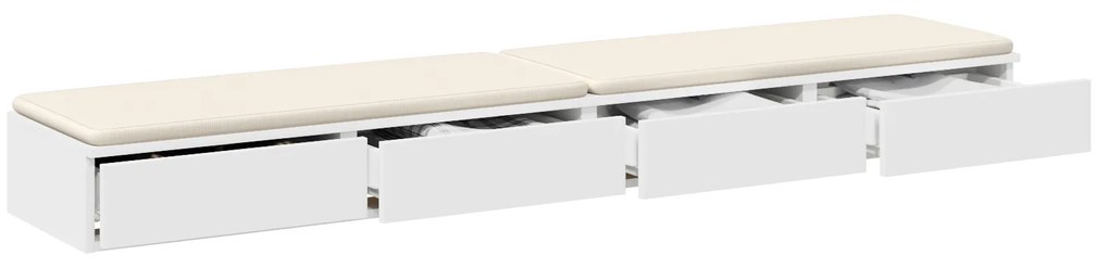 vidaXL Συρτάρια Κρεβατιού Λευκό 200x36,5x16,5 εκ. Μηχανικά Ξύλο