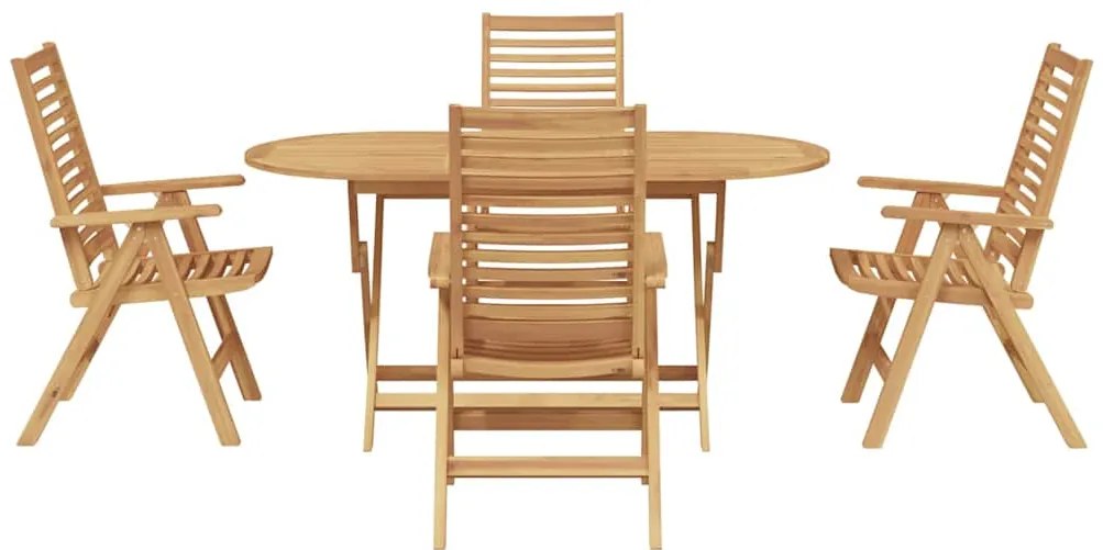 vidaXL Σέτ φαγητού για κήπο 5 pcs Καφέ Στερεό Ξύλο Τίκ