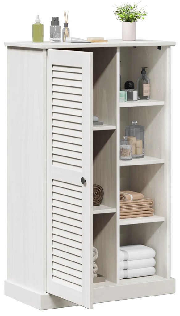 vidaXL Ντουλάπι Μπάνιου Λευκό 68 x 34 x 110 εκ. Μασίφ ξύλο πεύκου