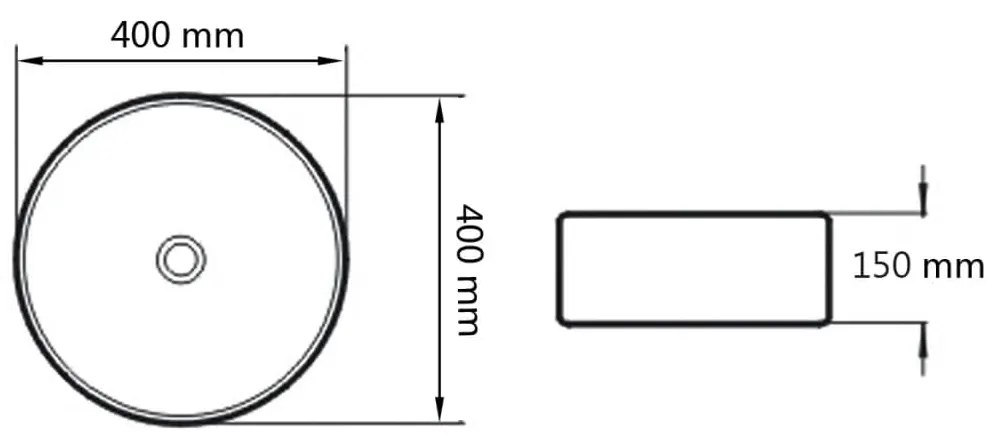 vidaXL Νιπτήρας Στρογγυλός Λευκός 40 x 15 εκ. Κεραμικός