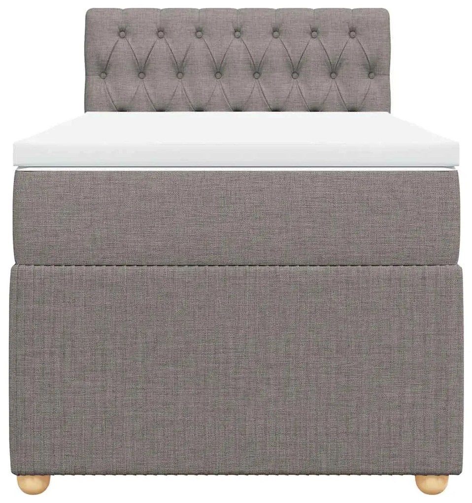 vidaXL Κρεβάτι Boxspring με Στρώμα Taupe 100 x 200 εκ. Υφασμάτινο