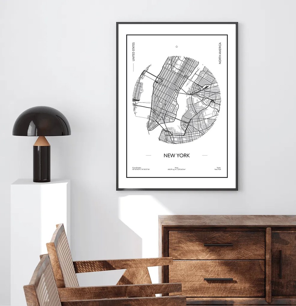 Πόστερ &amp;  Κάδρο New York City Map PST128 21x30cm Εκτύπωση Πόστερ (χωρίς κάδρο)