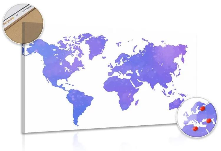 Εικόνα στον παγκόσμιο χάρτη φελλού σε μωβ απόχρωση - 120x80  color mix