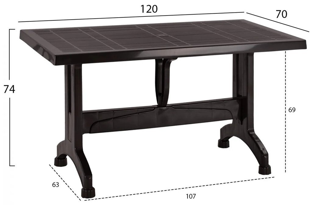 ΤΡΑΠΕΖΙ ΠΟΛΥΠΡΟΠΥΛΕΝΙΟΥ ΚΑΦΕ ΧΡΩΜΑ  120x70x74 εκ.