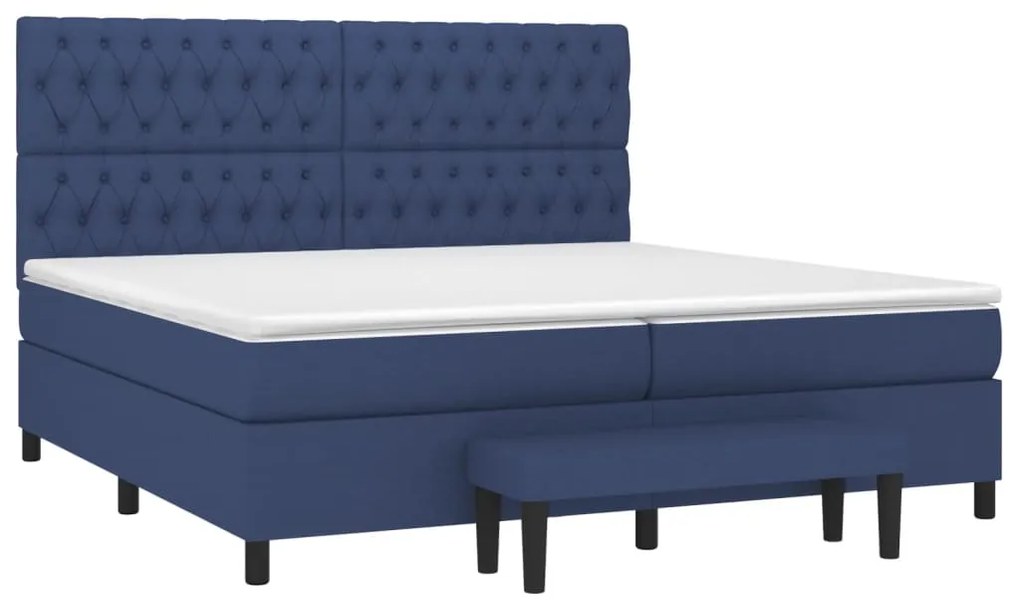 vidaXL Κρεβάτι Boxspring με Στρώμα Μπλε 200x200 εκ. Υφασμάτινο