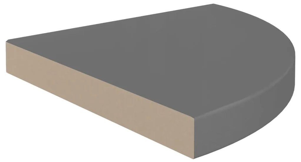 vidaXL Ράφια Τοίχου Γωνιακά 2 Τεμ. Γυαλιστερό Γκρι 35x35x3,8 εκ. MDF