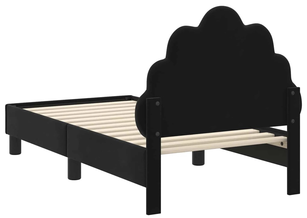 vidaXL Κρεβατική βάση για παιδιά με προσκέφαλο Μαύρο 70 x 140 cm