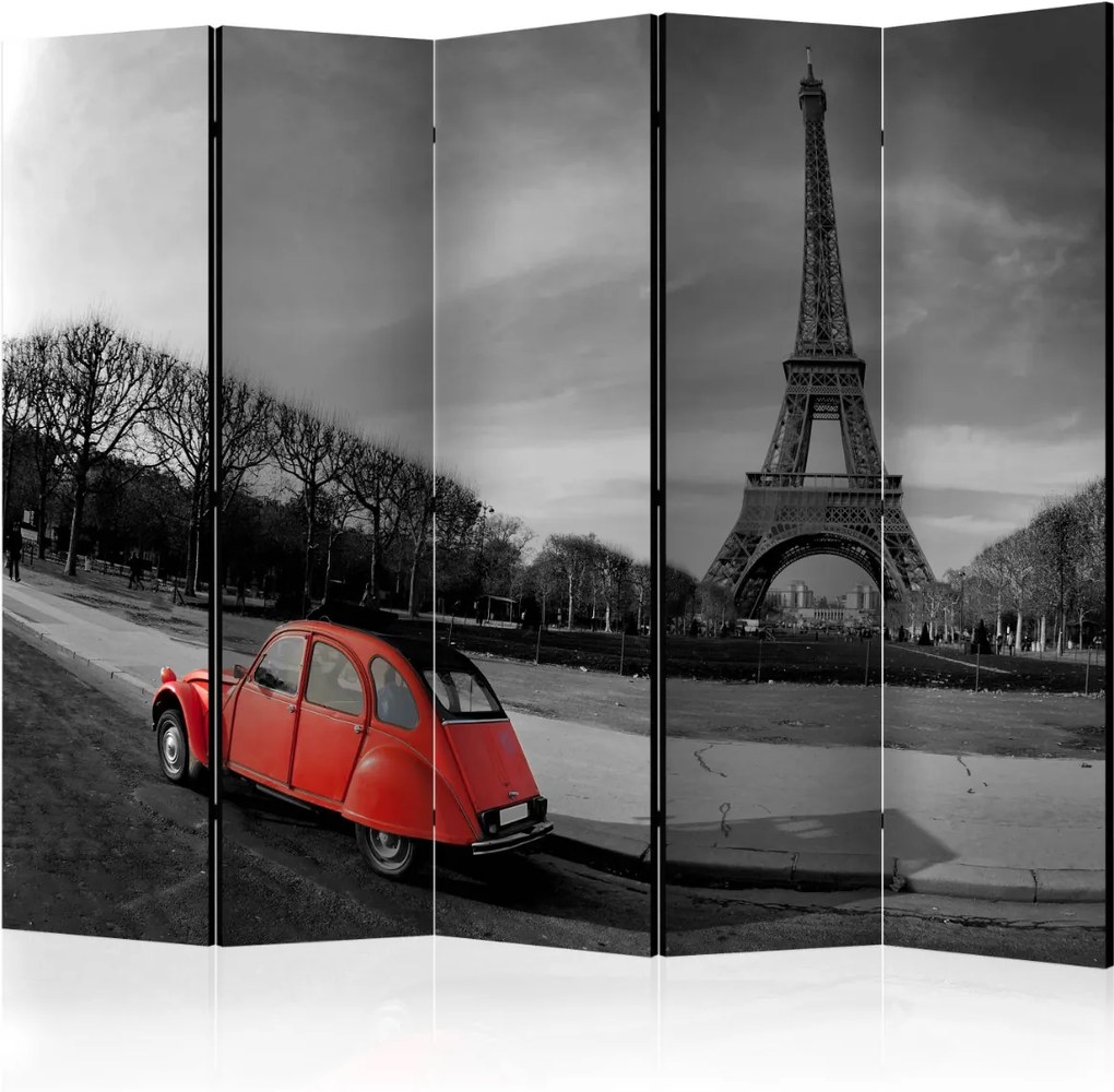 Διαχωριστικό με 5 τμήματα - Eiffel Tower and red car II [Room Dividers]