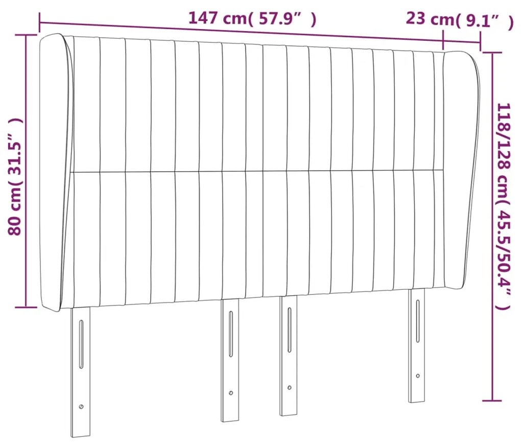 Κεφαλάρι με Πτερύγια Σκούρο Γκρι 147x23x118/128 εκ. Υφασμάτινο 3118193