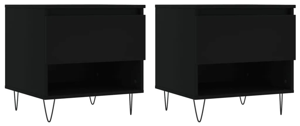 vidaXL Τραπεζάκια Σαλονιού 2 τεμ. Μαύρα 50x46x50 εκ Επεξεργασμένο Ξύλο