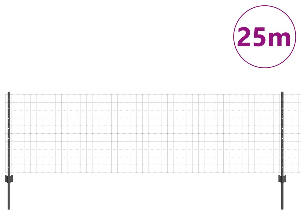 vidaXL Ευρωπαϊκός Φράκτης με 11 Στελέχη Γκρι 0,8x25 μ Ατσάλι