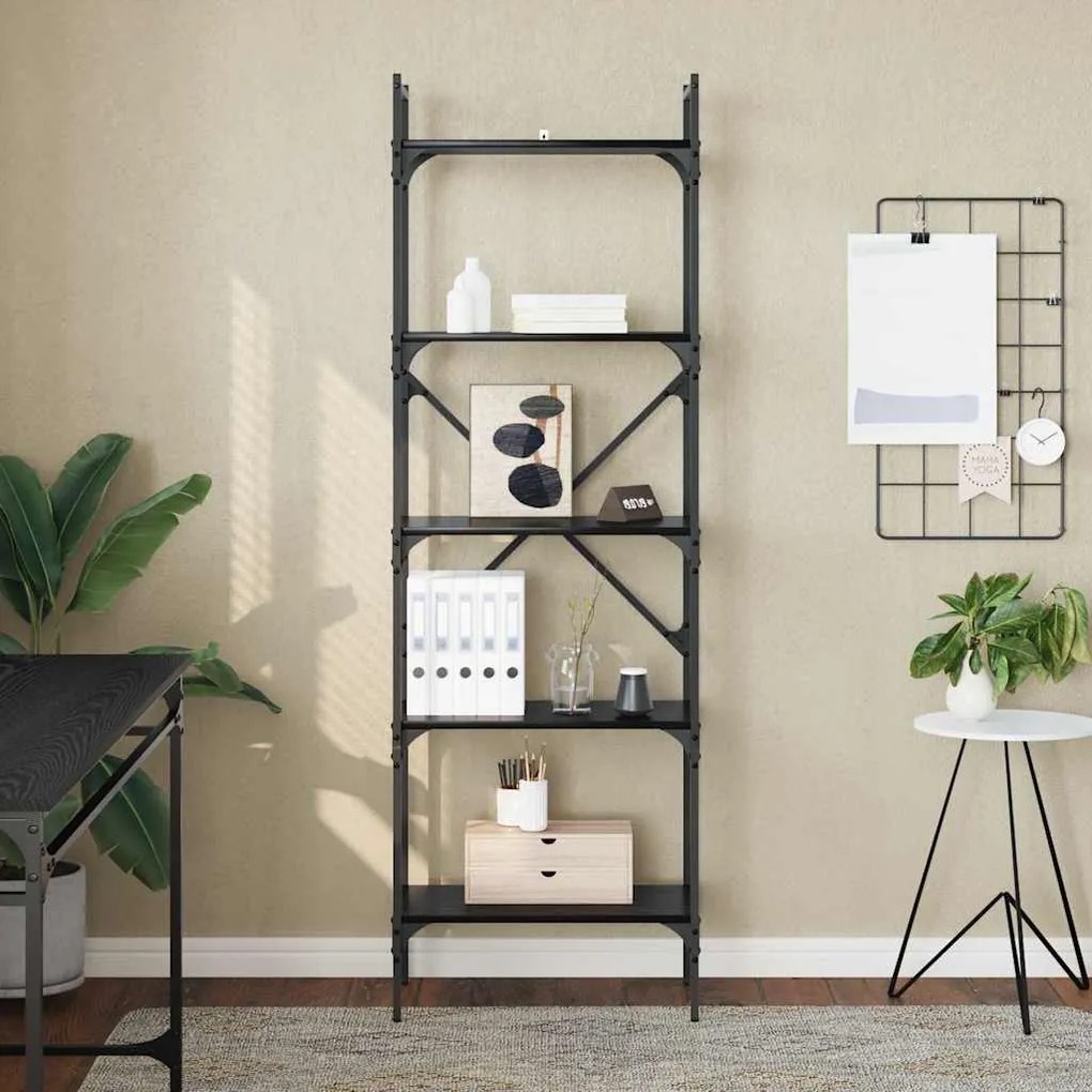 vidaXL Βιβλιοθήκη Μαύρη Οξυά 56 x 32 x 174 cm Επεξεργασμένο ξύλο