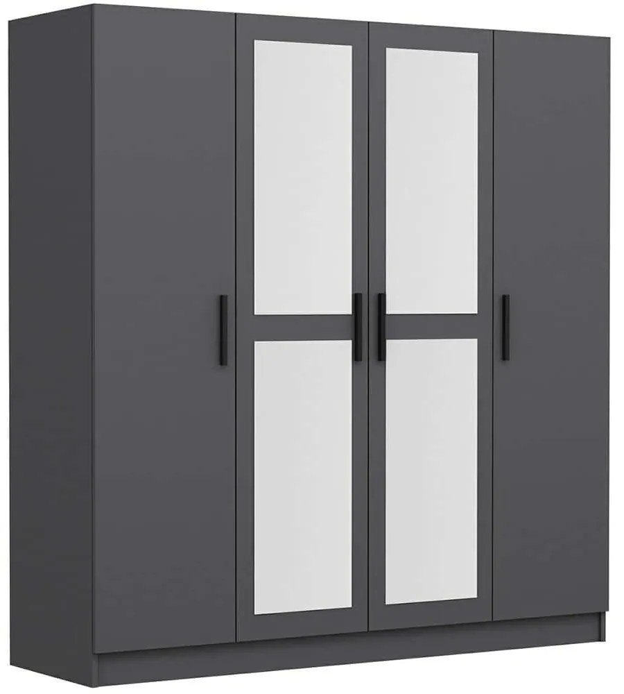 Ντουλάπα Τετράφυλλη Kale 506MNR2457 180x52x210cm Anthracite Τετράφυλλη
