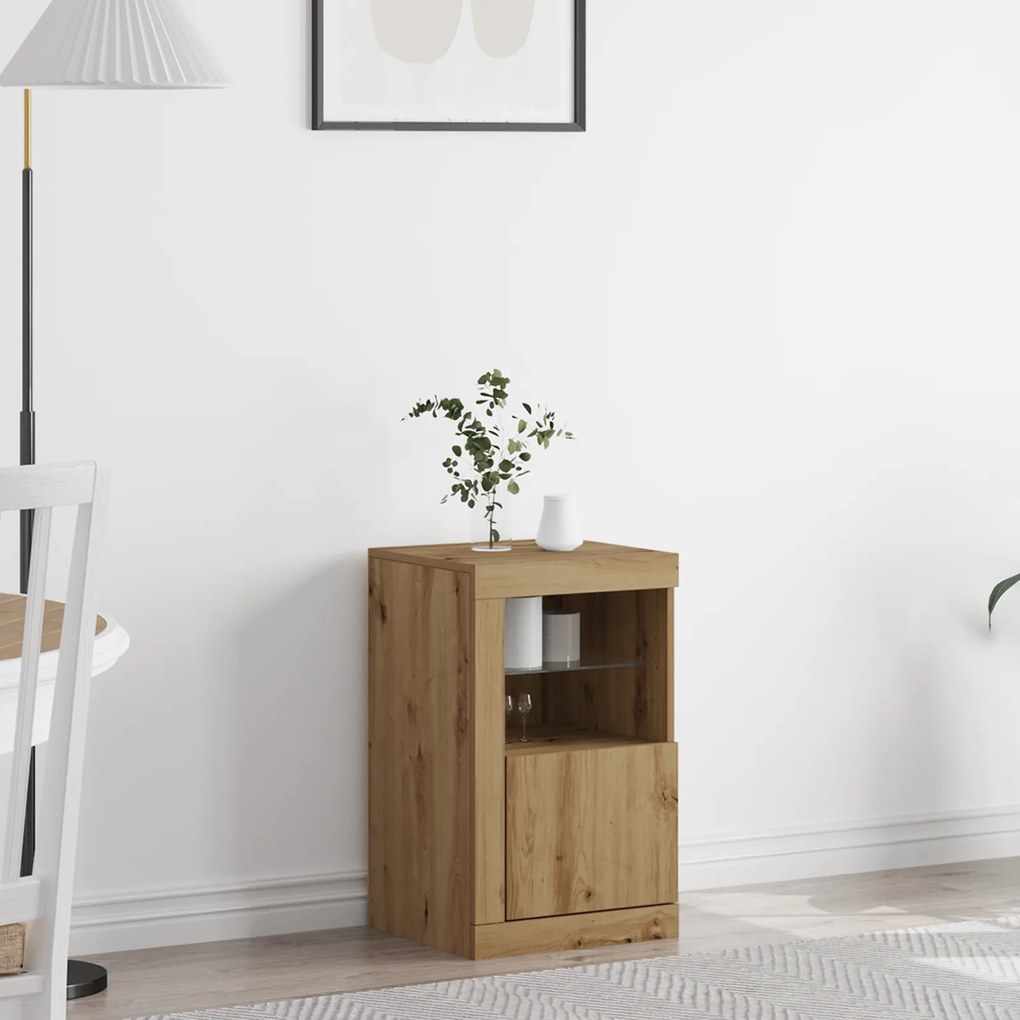 vidaXL Τραπέζι με LED φώτα Artisan Oak 41x37x67 εκ.