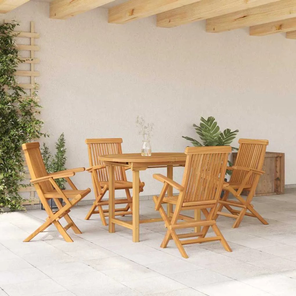 vidaXL Σετ κήπου 5 τεμαχίων από μασίφ ξύλο teak