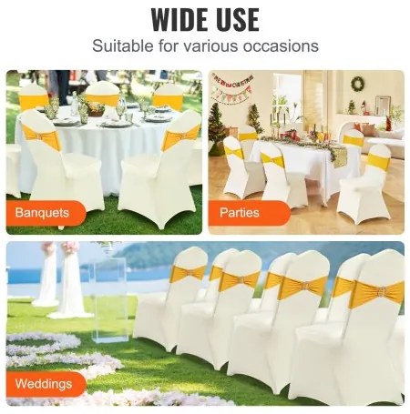 100pcs Stretch Spandex Folding Chair Covers Ivory Color Party Easy Clean