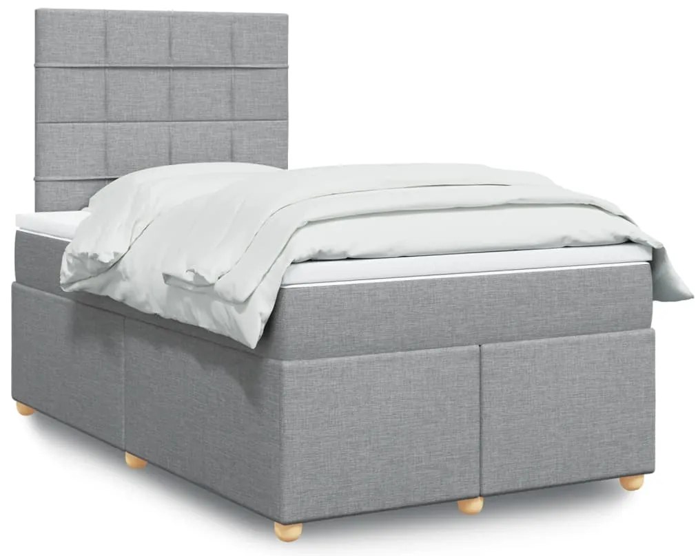 vidaXL Κρεβάτι Boxspring με Στρώμα Ανοιχτό Γκρι 120x190 εκ. Υφασμάτινο