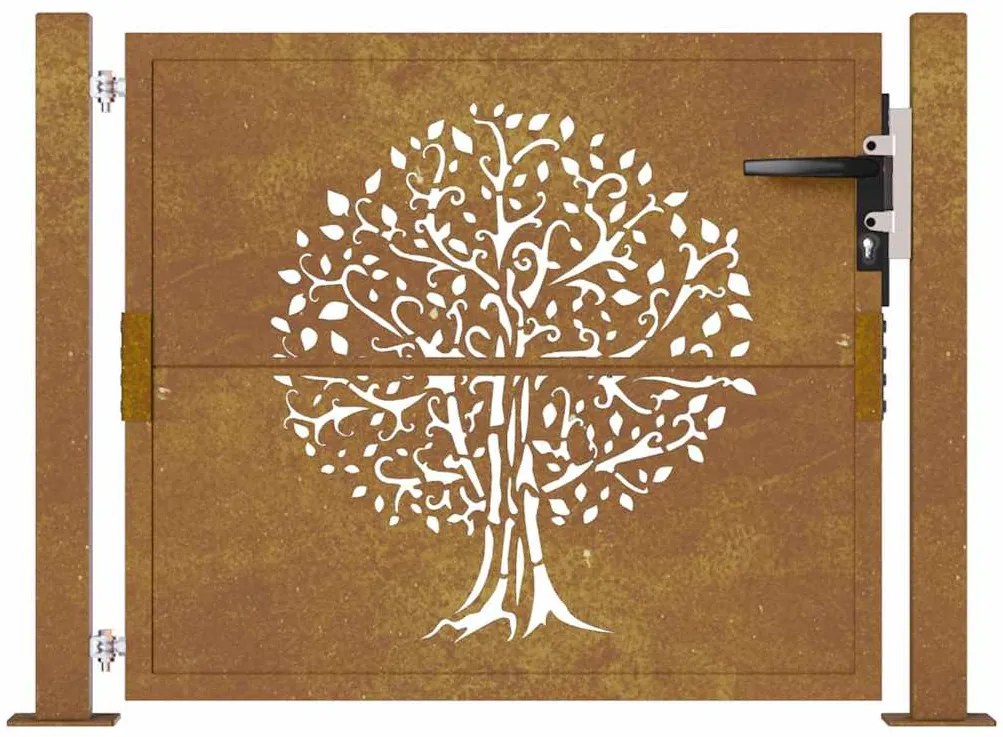 vidaXL Πόρτα Κήπου με Σχέδιο Δέντρου από Ατσάλι Corten 100x75 εκ.