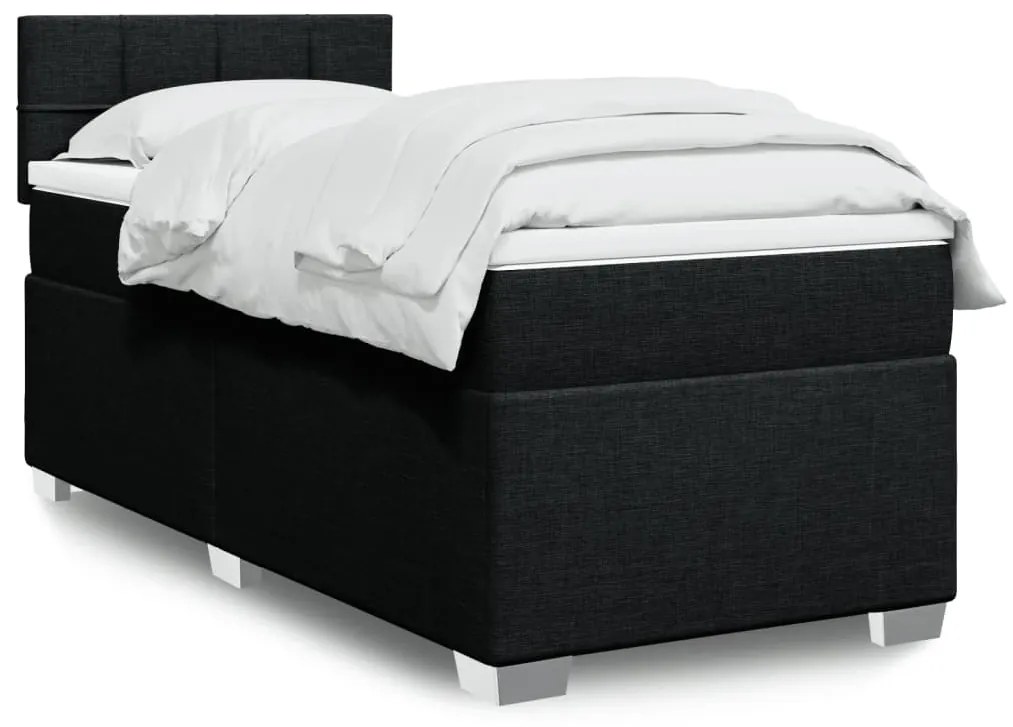 vidaXL Κρεβάτι Boxspring με Στρώμα Μαύρο 100 x 200 εκ. Υφασμάτινο