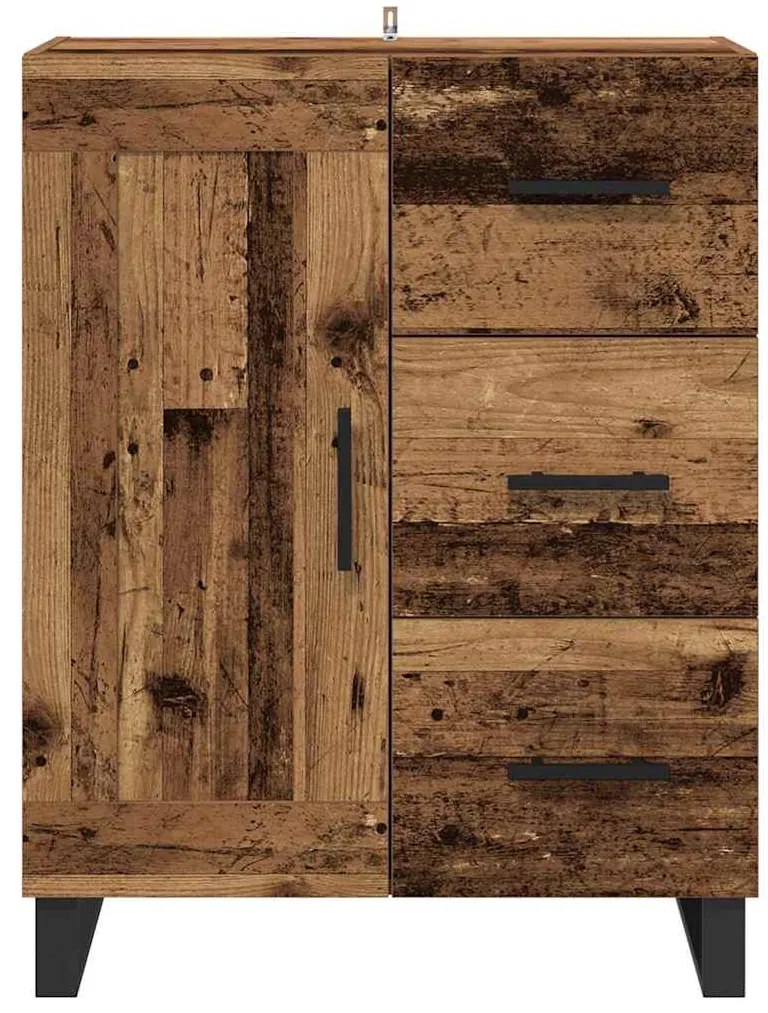 vidaXL Πλαϊνό γραφείο με συρτάρι Παλιό Ξύλο 69,5 x 34 x 90 εκ.