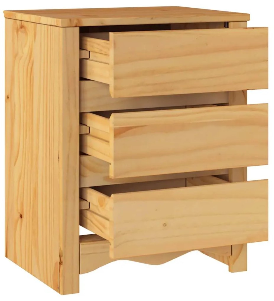 vidaXL Κομοδίνο με συρτάρι Δρυς 45 x 35 x 56 εκ. Μασίφ ξύλο πεύκου