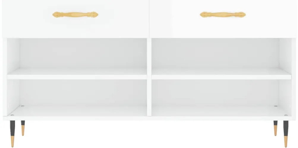 vidaXL Παπουτσοθήκη Γυαλιστερό Λευκό 102x35x55 εκ. Επεξεργασμένο Ξύλο