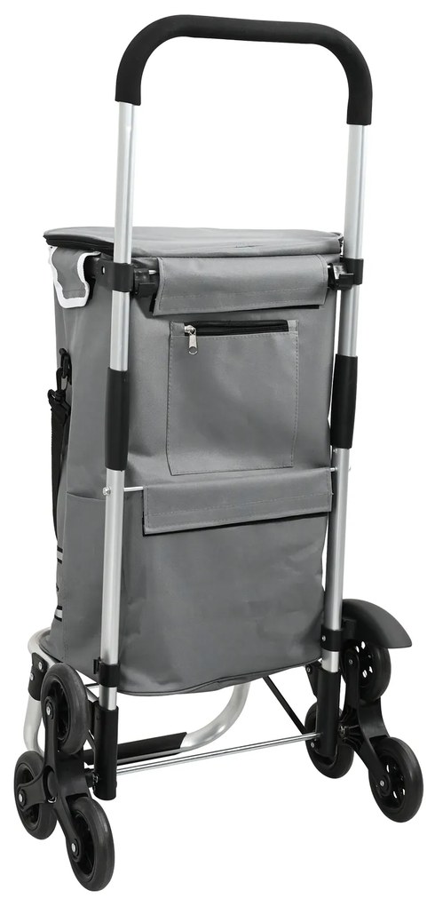 vidaXL Καρότσι Αγορών Γκρι 47 x 39 x 100.5 εκ. Ύφασμα Oxford