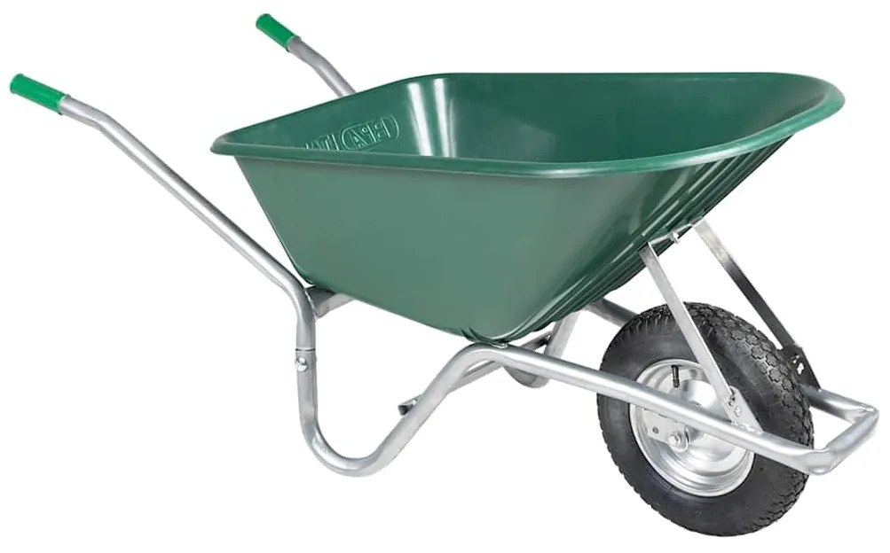 vidaXL Καροτσάκι πράσινο 90 L 150 kg από γαλβανισμένο χάλυβα πλαστικό
