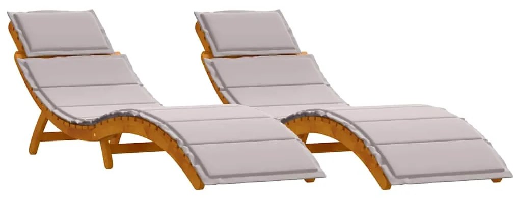 vidaXL Ξαπλώστρα 2 pcs Taupe 184 x 55 x 64 εκ Μασίφ ξύλο ακακίας