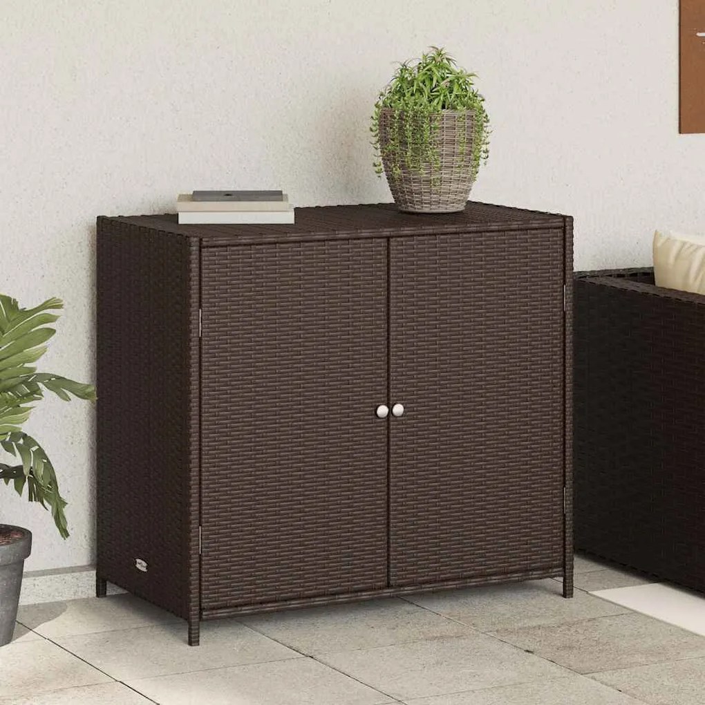 vidaXL Ντουλάπι Αποθήκευσης Κήπου Καφέ 83x45x76 εκ. Συνθετικό Ρατάν