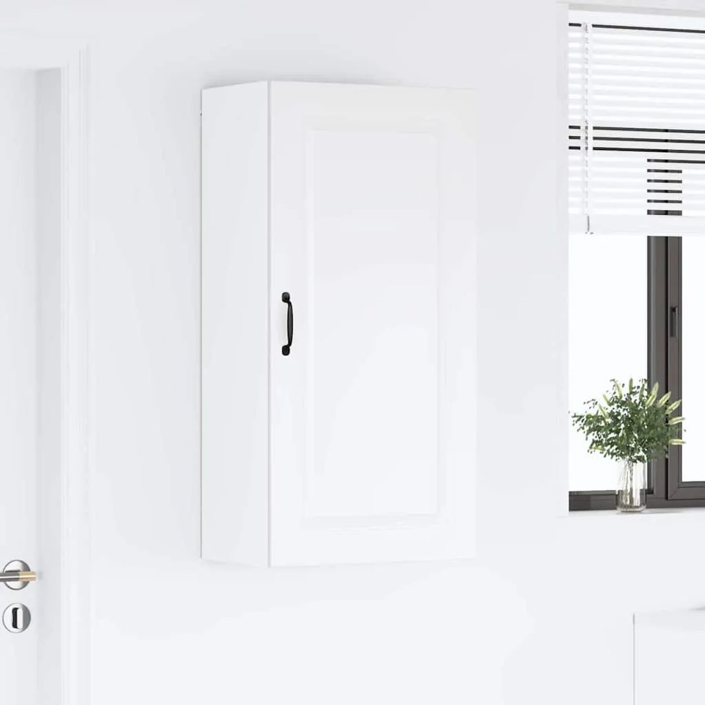 vidaXL Κρεμαστό ντουλάπι κουζίνας με ράφι Υψηλής γυαλάδας λευκό