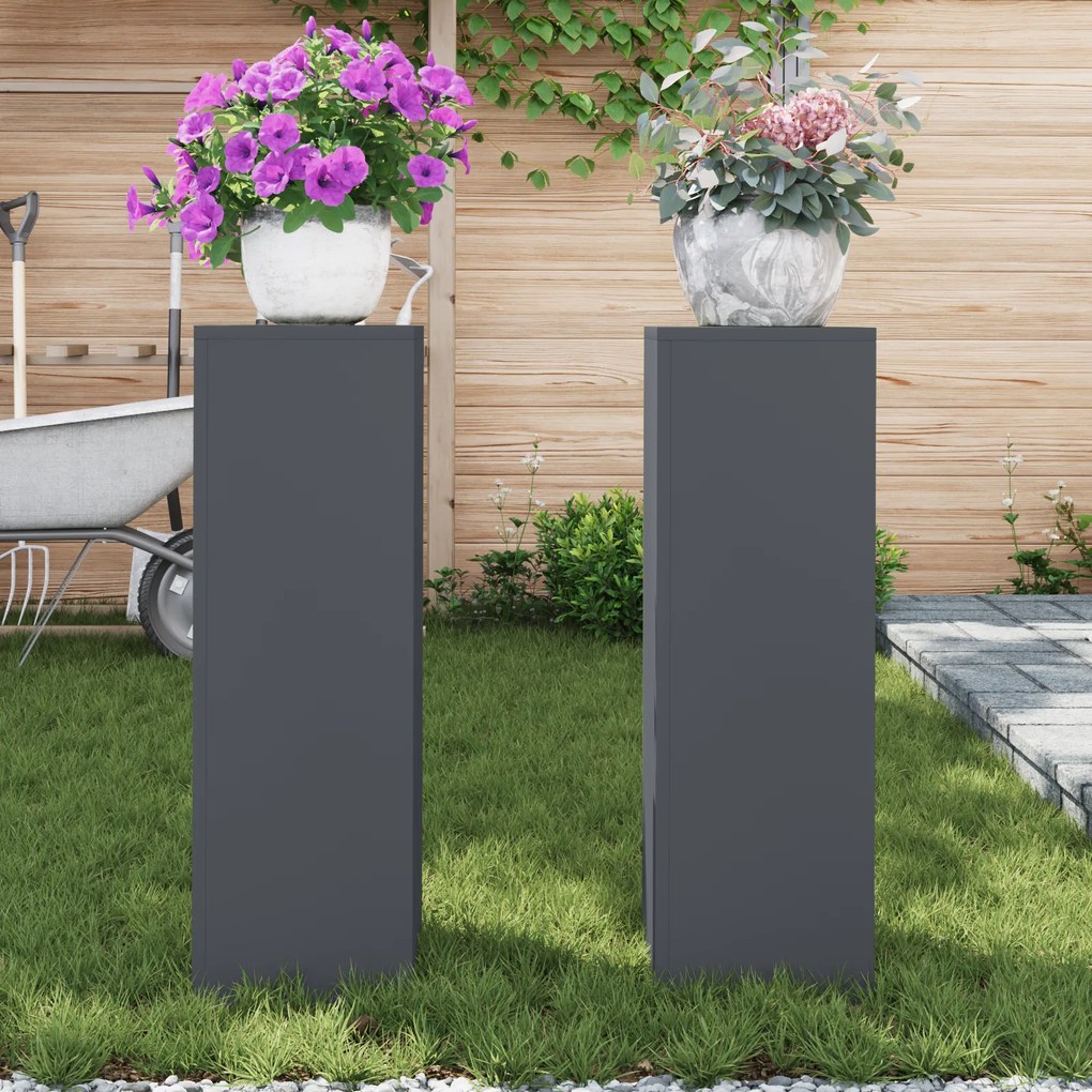 vidaXL Στήριξη φυτών 2 pcs Ανθρακί 24 x 24 x 75 εκ. Ατσάλι