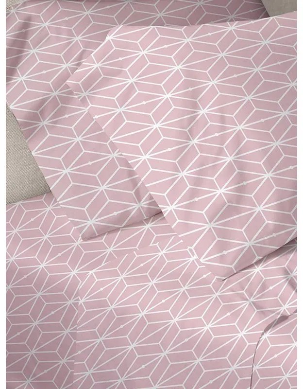 Σετ Σεντόνια Menta Εμπριμέ 520 Pink Υπέρδιπλο (220x250)