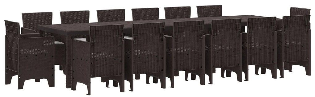 vidaXL Σετ Τραπεζαρίας Κήπου 15 pcs Καφέ Large