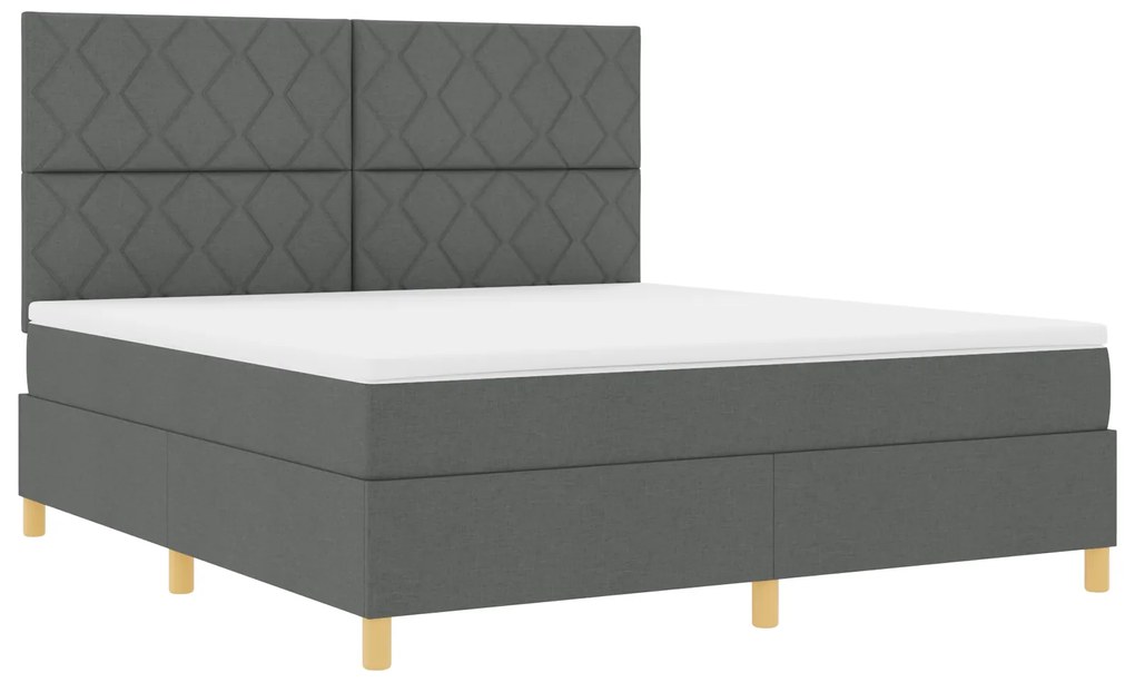 vidaXL Κρεβάτι Box Spring με Στρώμα & Φωτιστικό LED Σκούρο Γκρι 180x200 εκ Υφασμάτινο