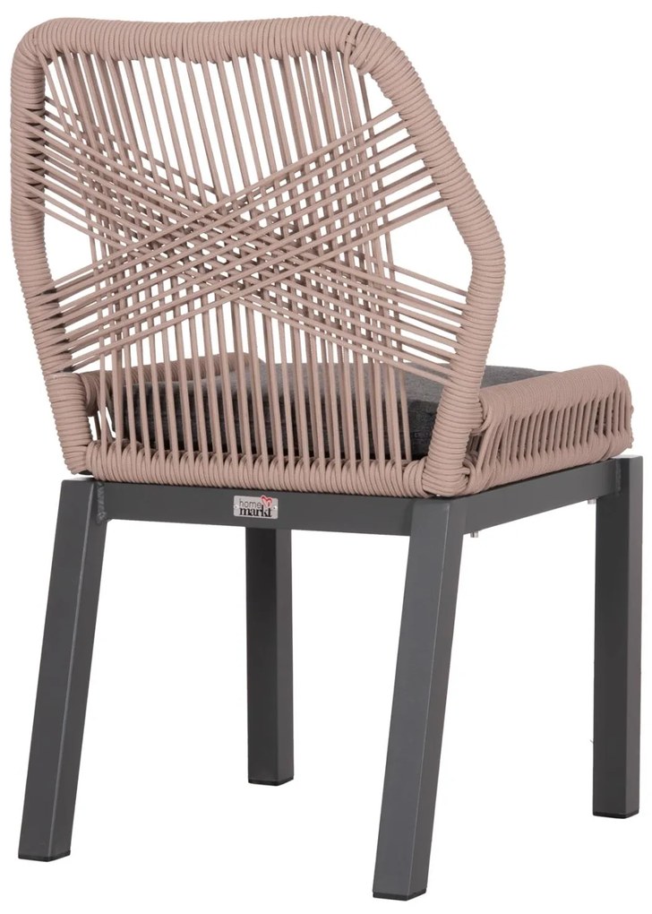 Καρέκλα HOWARD C5547.12 Αλουμίνιο Ανθρακί με Σχοινί και Μαξιλάρι Μπέζ 55,5x60x84,5Υ εκ. 4αδα 55.5x60x84.5 εκ.