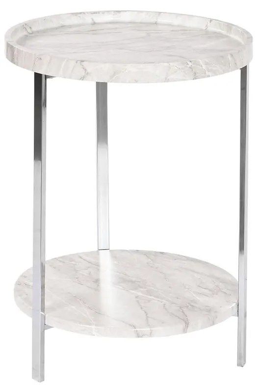 Βοηθητικό Τραπέζι DKD Home Decor Λευκό Ασημί Μέταλλο Ξύλο MDF 40 x 40 x 53 cm