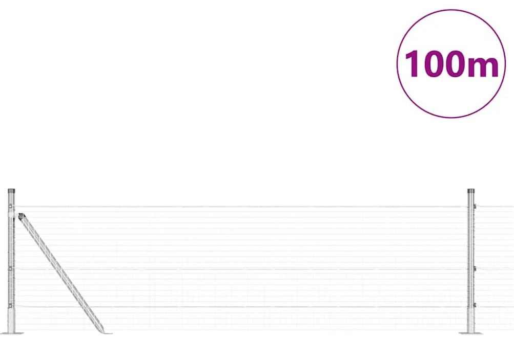 vidaXL Φράχτης με Στήλες. Ασημί 0.6 x 100 μ Ατσάλι